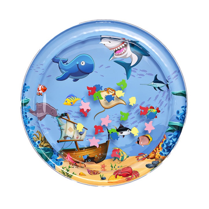 Covoras Inflabil cu Apa Extra Mare 100x100 cm - Activitati Multi-etape pentru Bebelusi (0-12 Luni + 1-3 Ani), Jucarie Educationala ce Stimuleaza Motricitatea si Simturile, Cadou Ideal cu Design Vizual Atractiv