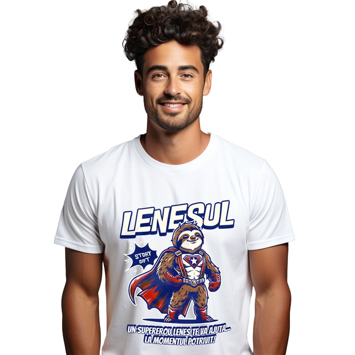 Tricou Barbati cu Mesaj Motivational Iubitorii De Supereroi Personaje Maini Umane Forta cu imprimeu pe Fata, 100% Bumbac, Alb, XS