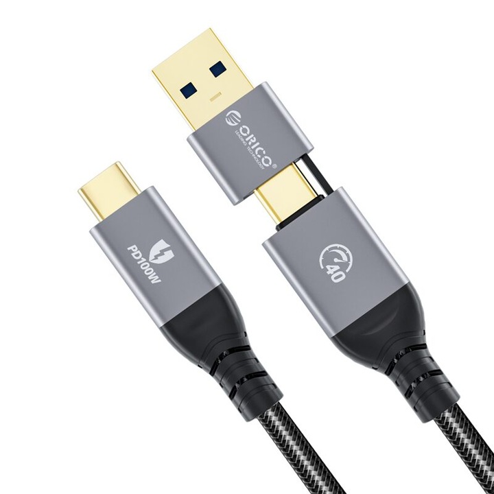 Cablu USB Orico ACC40 100W USB Type-C - USB Type-C cu adaptor pentru USB Type A 1.5m, Negru