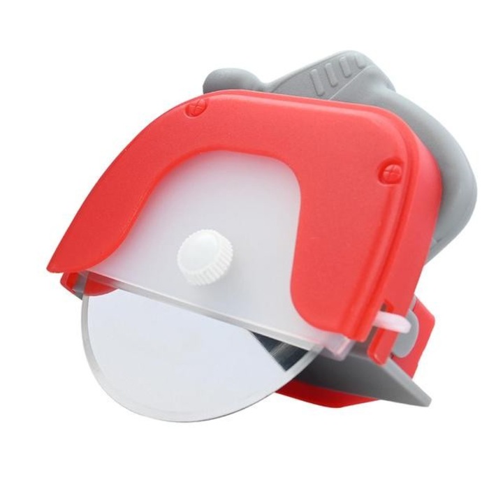 Cutit circular pentru pizza, 11.5 x 12.5 cm, otel inoxidabil si plastic, capc protectie lama, rosu, Briggs