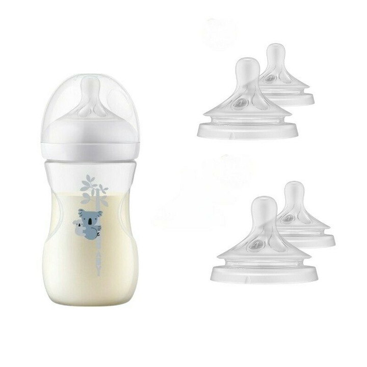 Комплект 1 x бутилка Philips Avent Natural Response +1 месец 260 ml Anti-colic Koala + 4 x зърна със скорост на потока 4 (средна) 3 месеца+