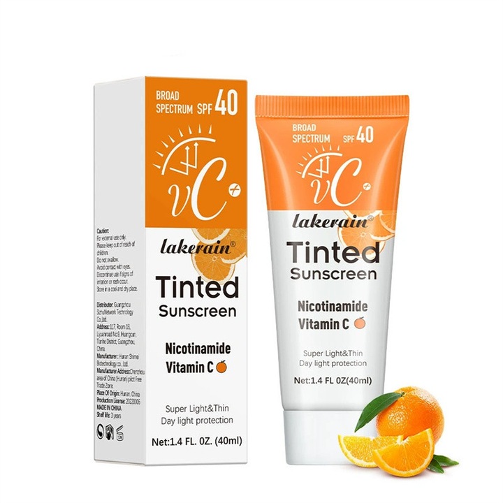 Crema solara colorata, SPF 40, cu vitamina C, hidratanta si racoritoare, protectie UV, 40 ml