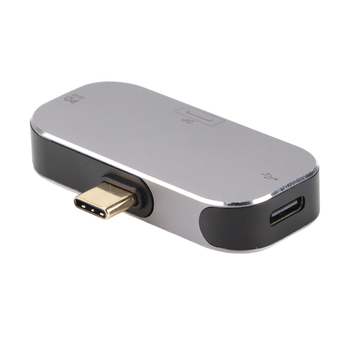 Докинг станция USB C 3 в 1, алуминиева, черна, компактна, 100W, 4K 60Hz