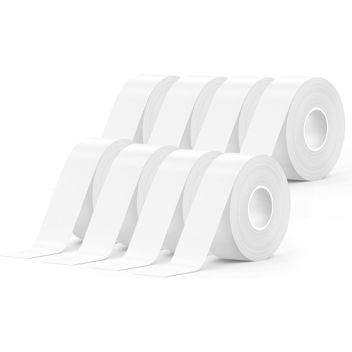 SUPVAN E10/E11 Etichete autoadezive, 15mmx6m, 8 rola, rezistente la apa, adeziv puternic, alb