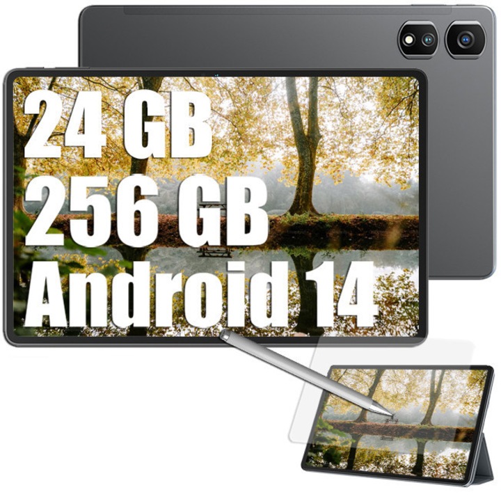 Pachet promo: Tableta Blackview Tab 16 Pro, 24GB Ram(8GB+16GB extensibili), 256GB Rom, 1200x1920, 7700mAh, Ecran 10.95", Afisator de ceas, 8MP+5MP+13MP, Android 14, Slot trei alegeri 2, Gri + Tastatura Bluetooth, Blackview, ABS, Wireless, telefon, tableta, PC, Portabila, Windows, Mac, Android, iOS, Baterie Reincarcabila, Negru