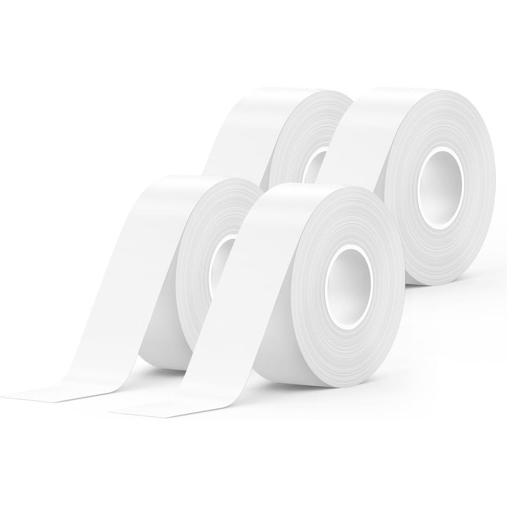 SUPVAN E10/E11 Etichete autoadezive, 15mmx6m, 4 rola, rezistente la apa, adeziv puternic, alb