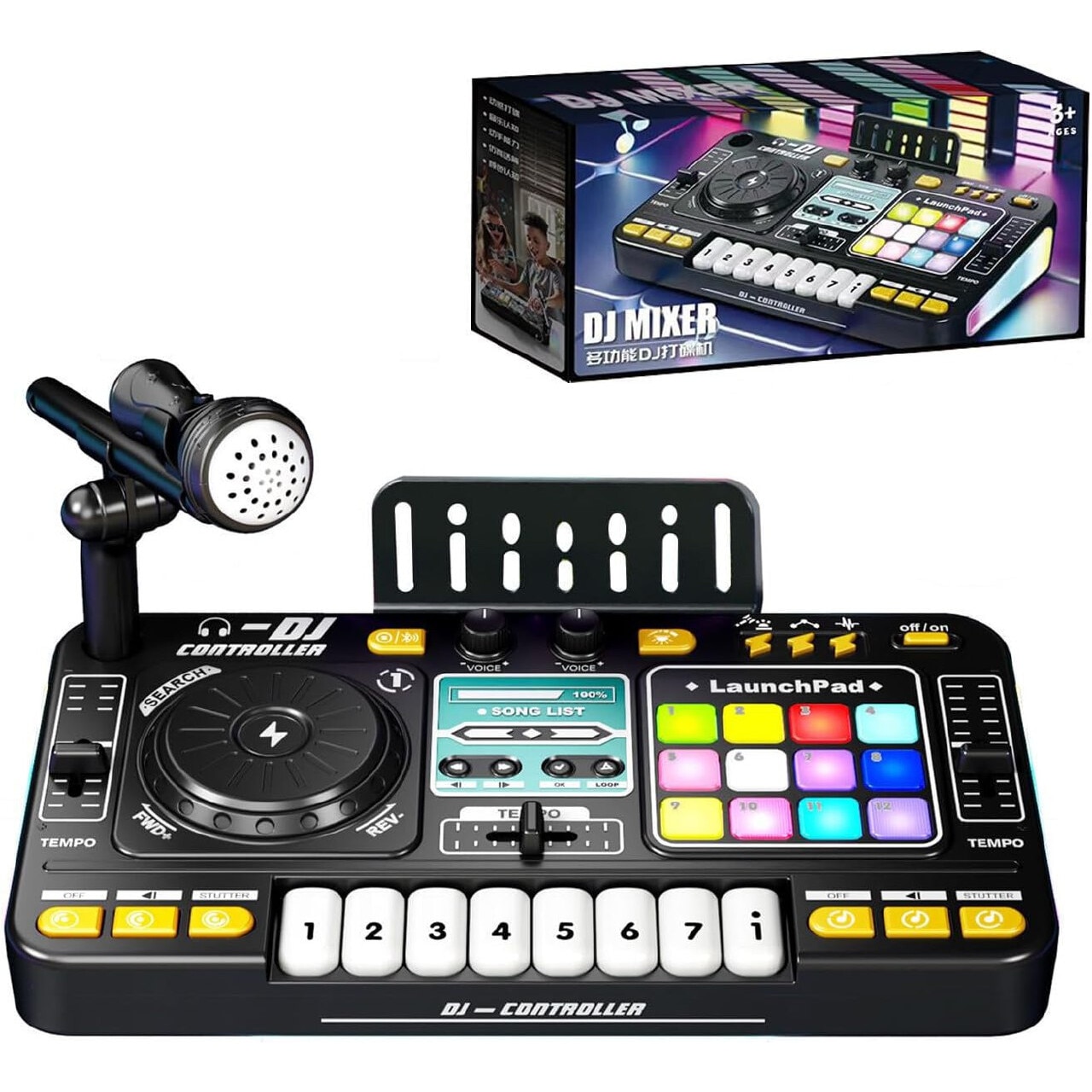 Set complet DJ Omelivon® pentru copii, mixer interactiv, plachete