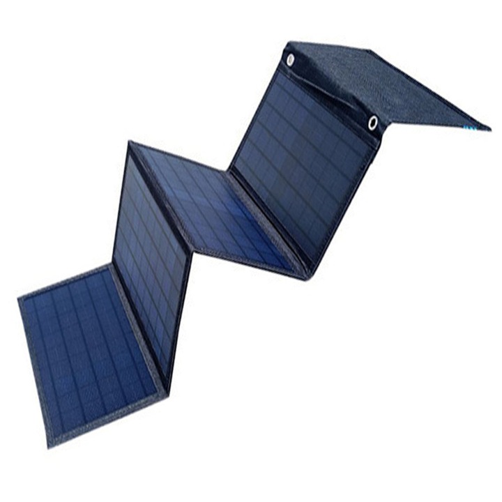 Panou solar pliabil 30W Bizaical, impermeabil IP65, set cu cabluri, pentru camping, calatorii cu RV, dimensiuni compacte