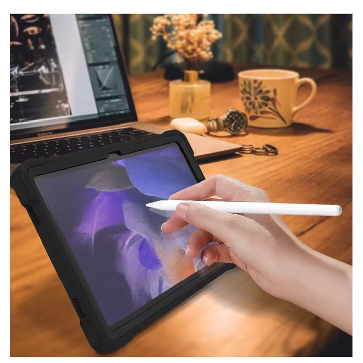 Калъф за Xiaomi Pad 7 + Folio, W53, Поликарбонат, Черен