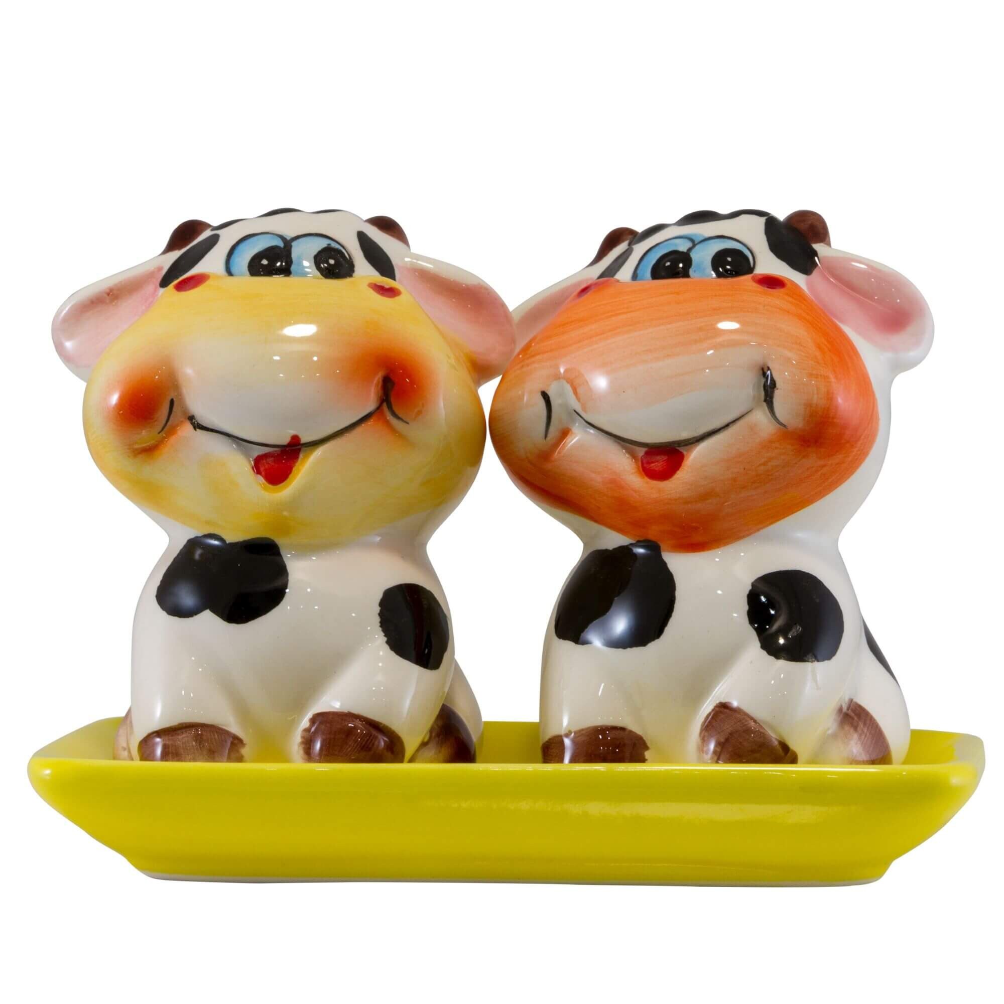 Solnite vacute Katerina Ceramics, cu tavita, Alb/Negru/Galben, 2 bucati, 40315VA