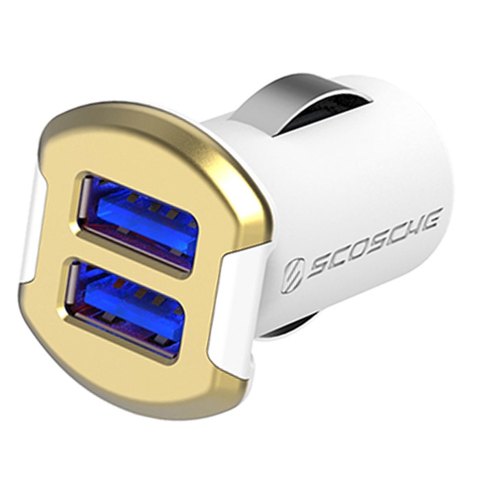 Kettős 12 W-os reVOLT™ kettős világítású autós töltő (arany)