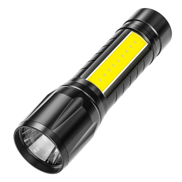 LED lámpa, 1000 lumen, újratölthető, zoomolható, 2 db-os szett, fekete