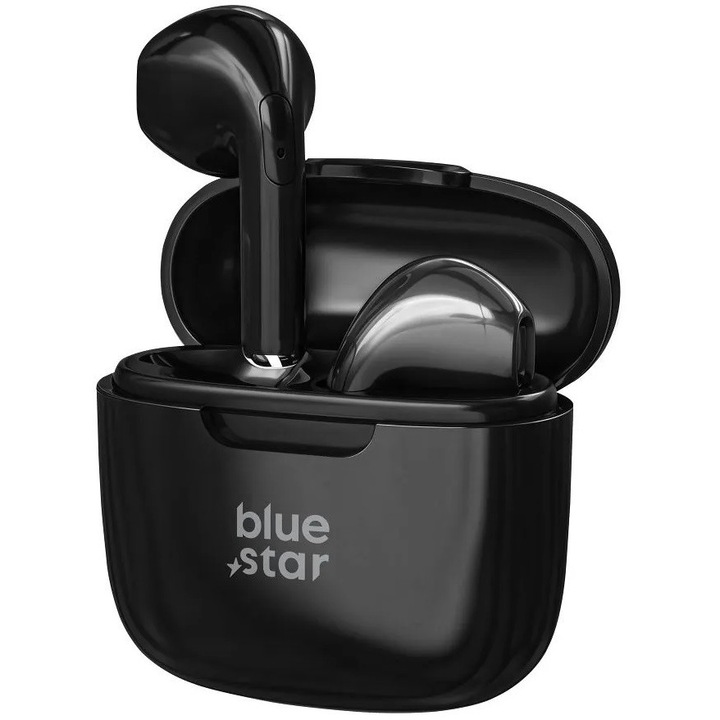 Bluetooth sztereó fülhallgató, v5.3, TWS, töltőtok, Blue Star TWS FI7, fekete