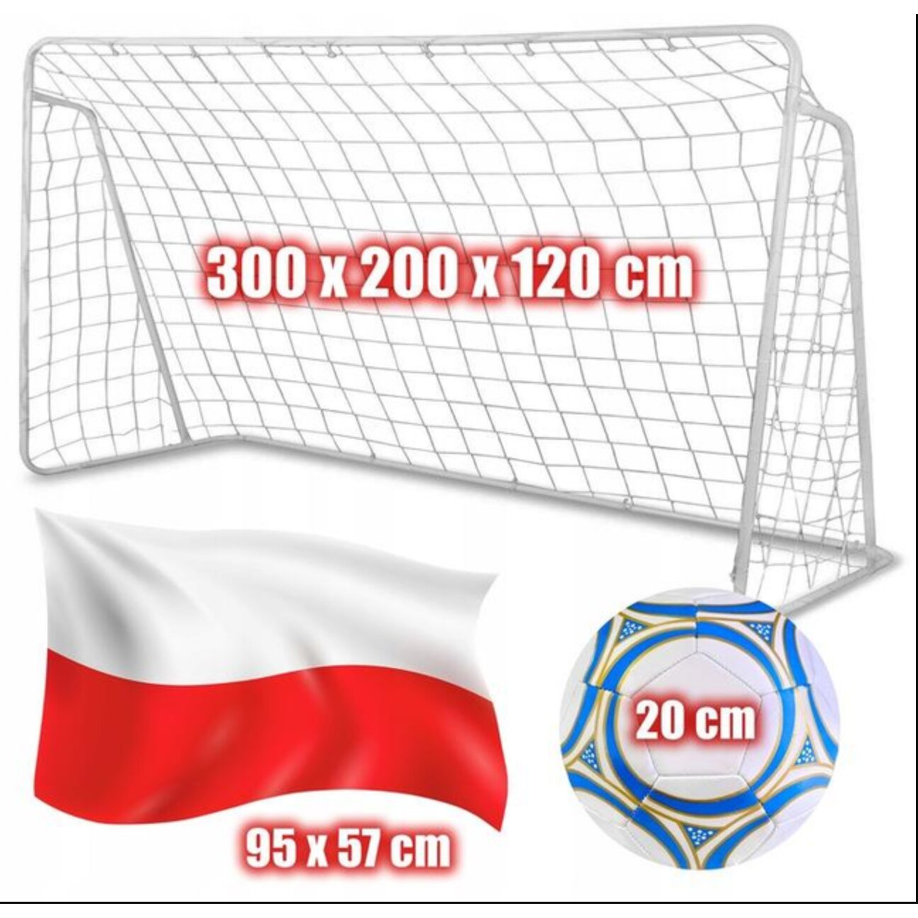 But De Foot OneTeam PVC 300x200x120 Cm – Tubes 68 Mm, Filet Polyester 2 Mm, Stable Et Robuste, Montage Facile