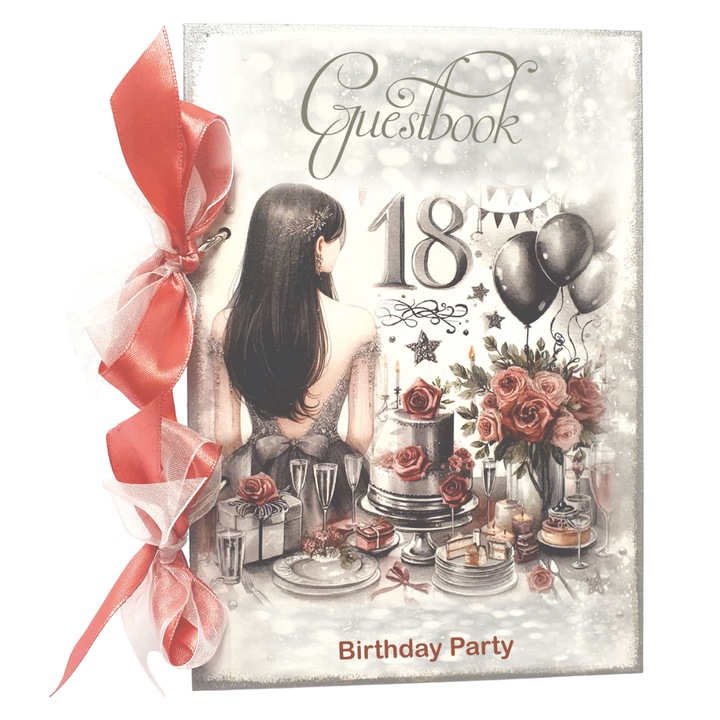 Guestbook Majorat 18 Ani cu Coperti din Lemn, Design Elegant cu Tematica Glamour