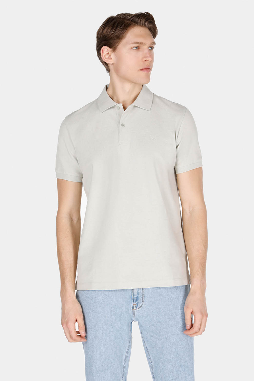 COLIN'S, Tricou polo cu model uni, Verde pal, L