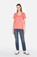 COLIN'S, Tricou din bumbac cu decolteu in V, Roz somon, XS