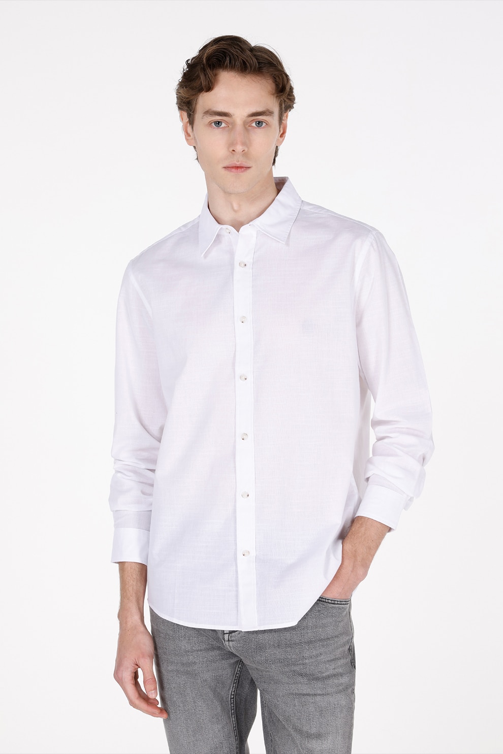 COLIN'S, Camasa din bumbac cu maneci lungi CL1073846, Alb, M