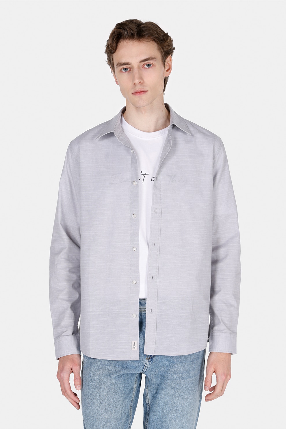 COLIN'S, Camasa din bumbac cu maneci lungi CL1073846, Gri cenusiu, XL