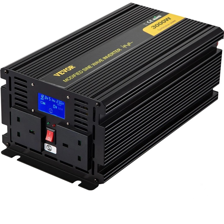 Inverter 3000W DC 12V AC 240V, LCD alumínium