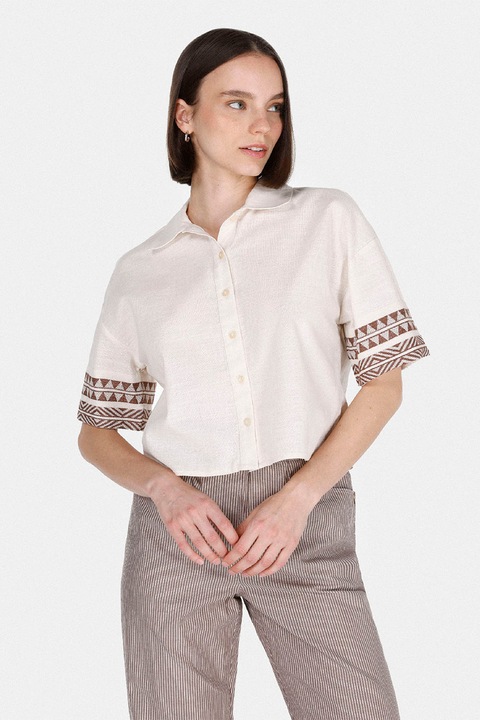 COLIN'S, Camasa cu garnituri cu model, Maro/Crem