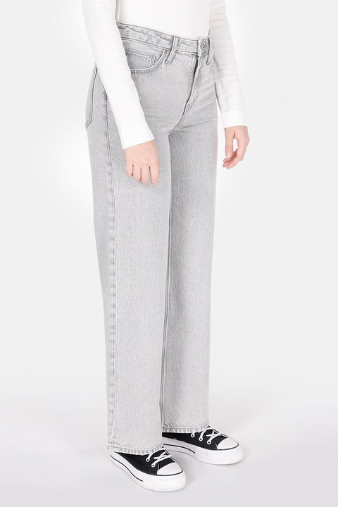 COLIN'S, Blugi cu talie inalta si aspect decolorat, Gri deschis melange
