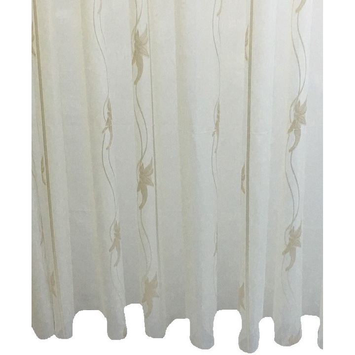 Perdea culoare alb/cappuccino cu crini stilizati din colectia "Lilly", by Liz Line, 300x245cm, cu rejansa - PD0343