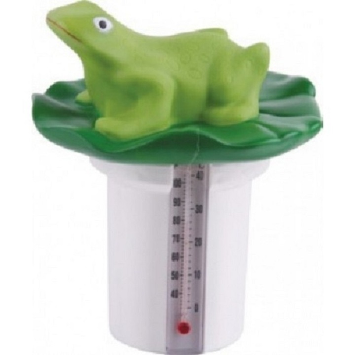 Плаващ диспенсър Pool Point, модел Жаба за хлорни таблети по 200гр, с термометър