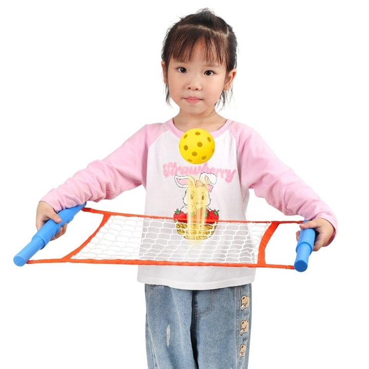 Spikeball játék, gyerekeknek, játék 2 főnek, strandra, parkba, beltérre, 2 háló, 2 normál labda, 2 világító labda, érzékelő, labdafogás, 50x30 cm, többszínű