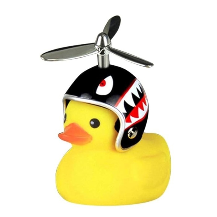 Ratusca decorativa, pentru bicicleta, motocicleta, masina, cu sistem de prindere, lumini, 7.5 x 9 cm, cu casca, negru