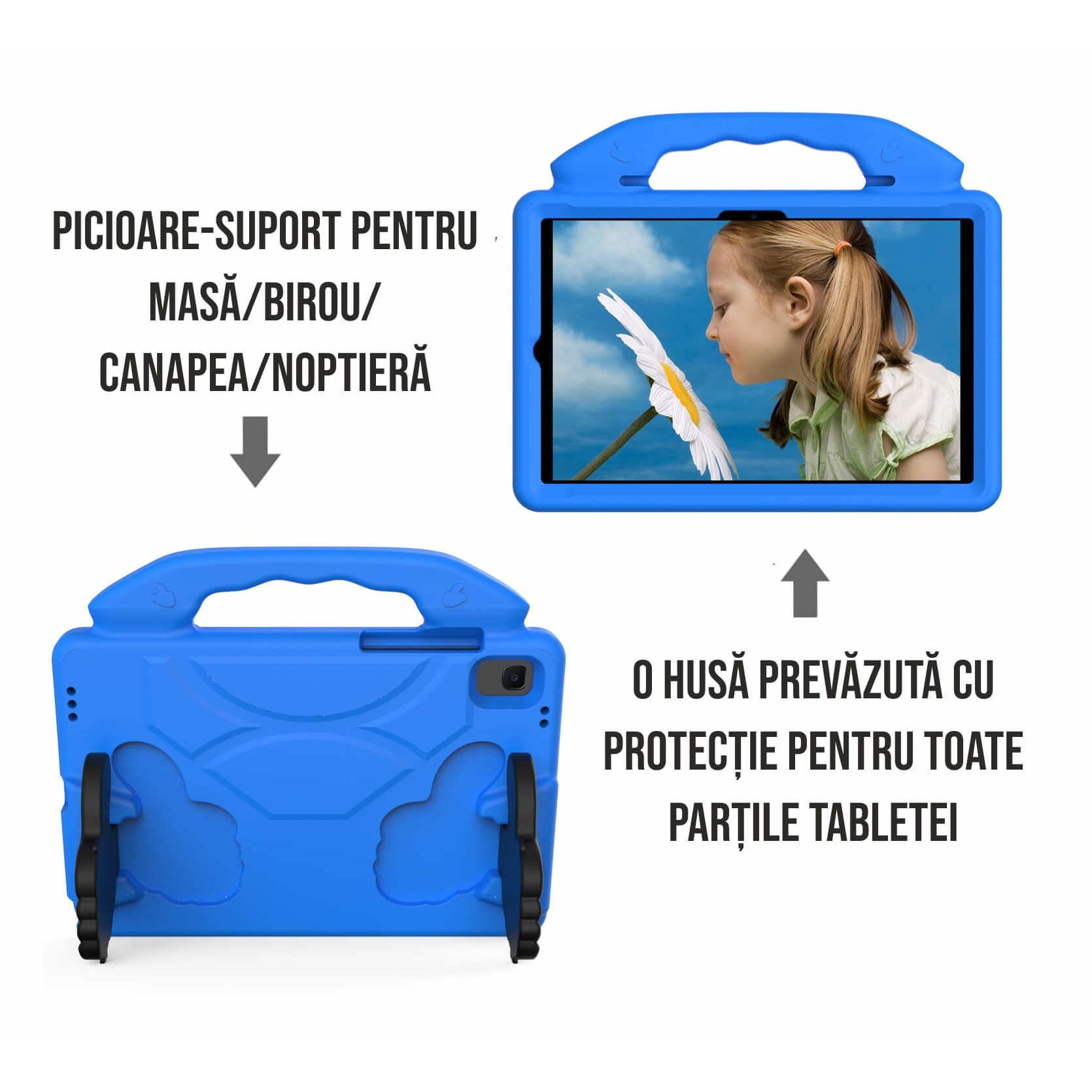Husa protectie tableta pentru copii, protectie burete antisoc rezistenta la lovituri, albastru, compatibila cu Samsung TAB A7 T500 10.4 inch / Tab A8 X200 10.5 inch