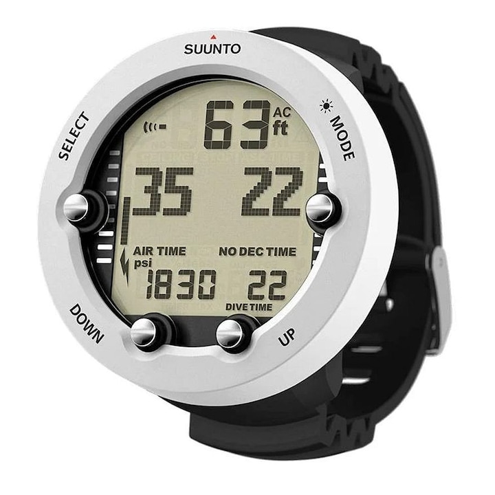 Гмуркачески часовник Suunto Vyper Novo, бял, изработен от издръжлив материал, с разширени функции, дълбочина 80 м, дигитален