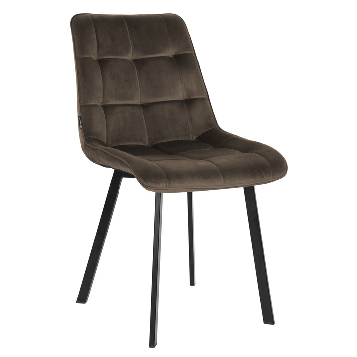 Scaun TULUZA, tapiterie velur, maro, dimensiuni 47x63x88cm