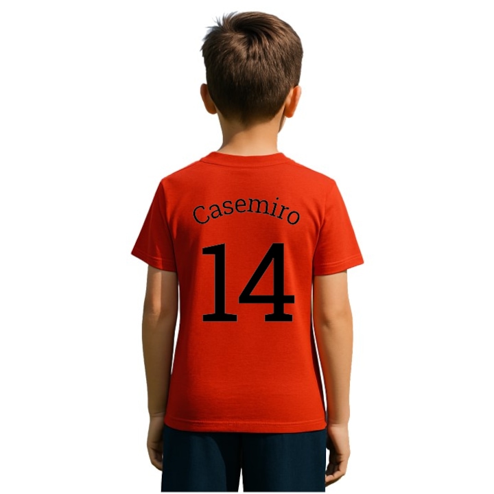 Tricou Sportiv copii Casemiro 14 Manchester United, Real Madrid, Rosu