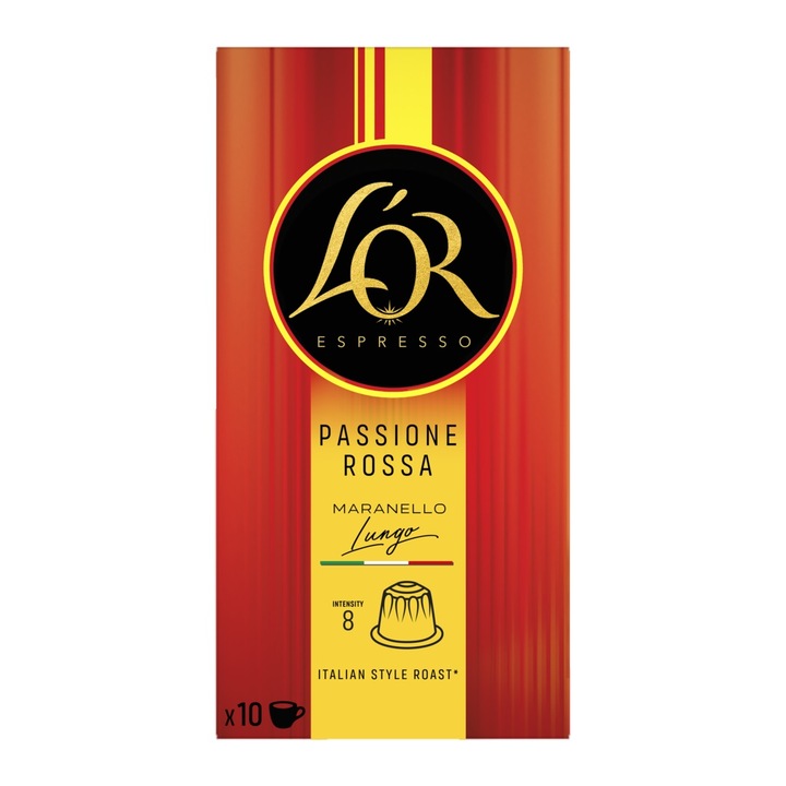 Set 5X Cafea capsule, L'OR Espresso Passione Rossa Collection Variety , 50 de capsule de aluminiu, compatibile Nespresso Original, 260 g