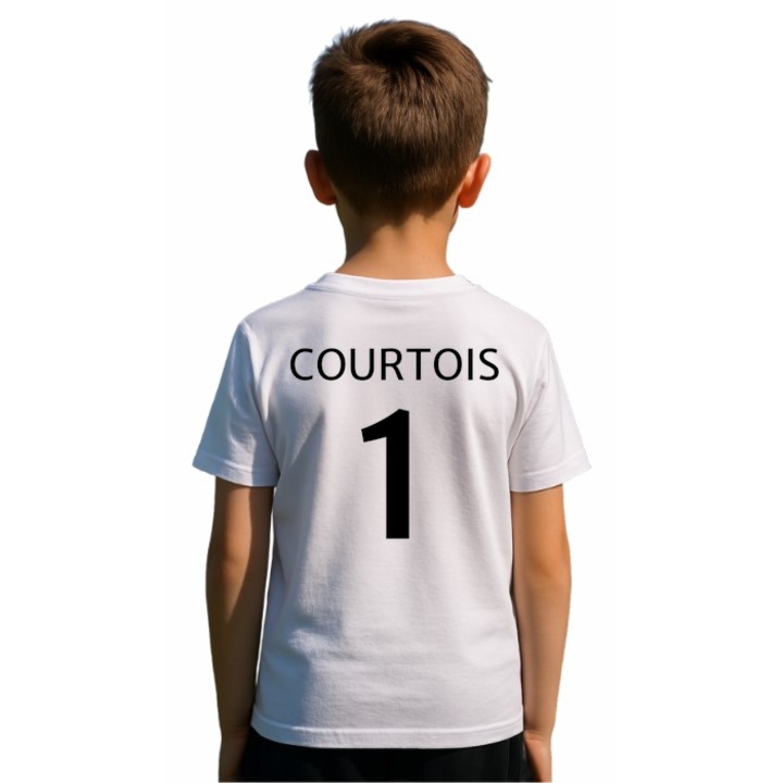 Tricou Sportiv copii Courtois 1 Real Madrid, Alb