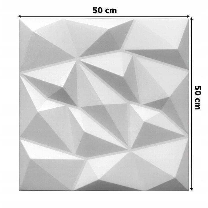3D dekorpanel, PVC, öntapadós, 50x50 cm, fehér