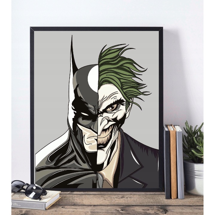 A3-as poszter OEM kerettel, Batman Joker, dekoratív, finom színek, 42x30cm