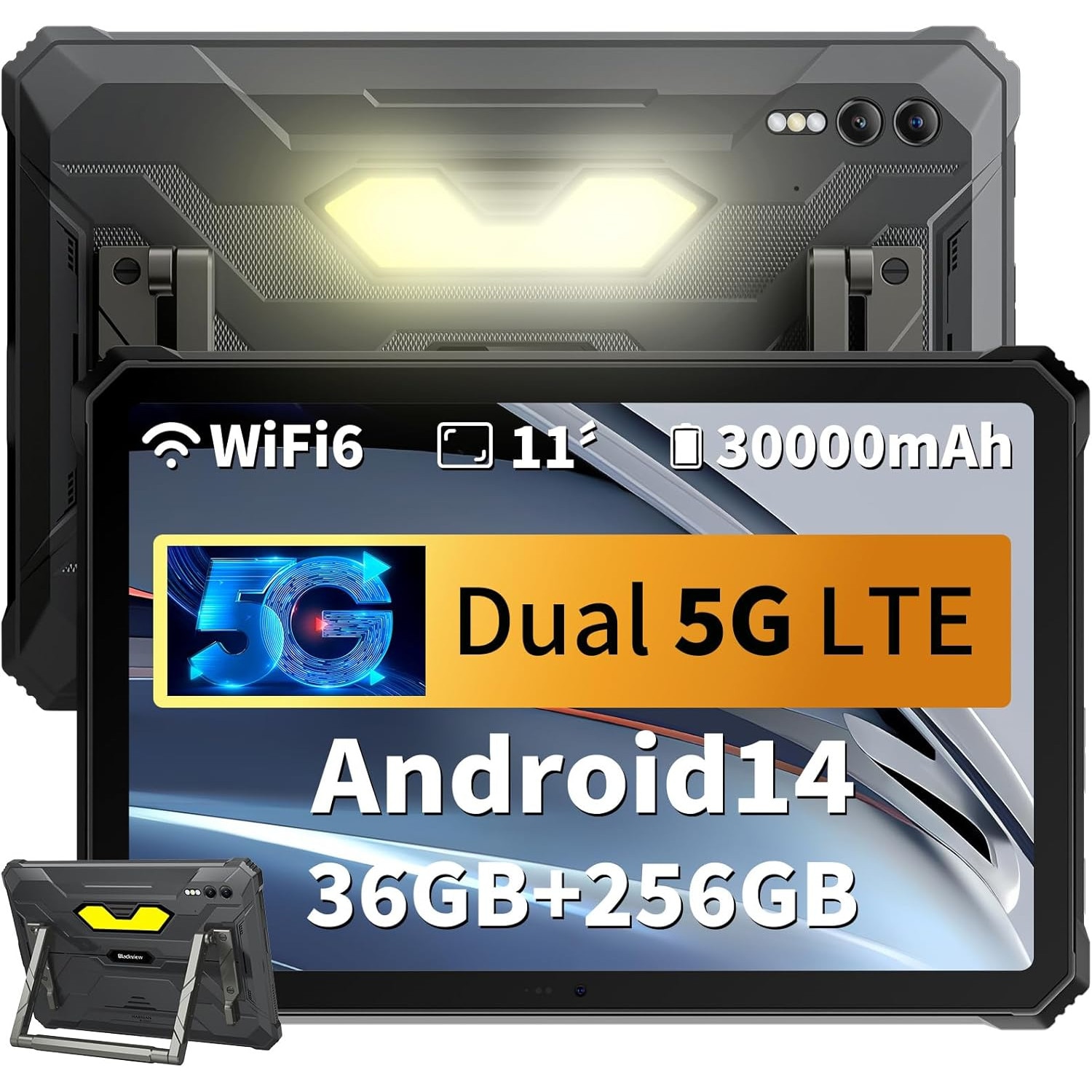 Tableta Blackview Active 10 Pro, 10.98 inch, Android 14, WiFi6, 2.4GHz, 5GHz, FHD+IPS, 90HZ, 36GB Ram(12GB + 24GB extensibili), 1920x1200, 256GB ROM, 30000mAh, NFC/RGB/DRM L1 si Netflix HD, Negru