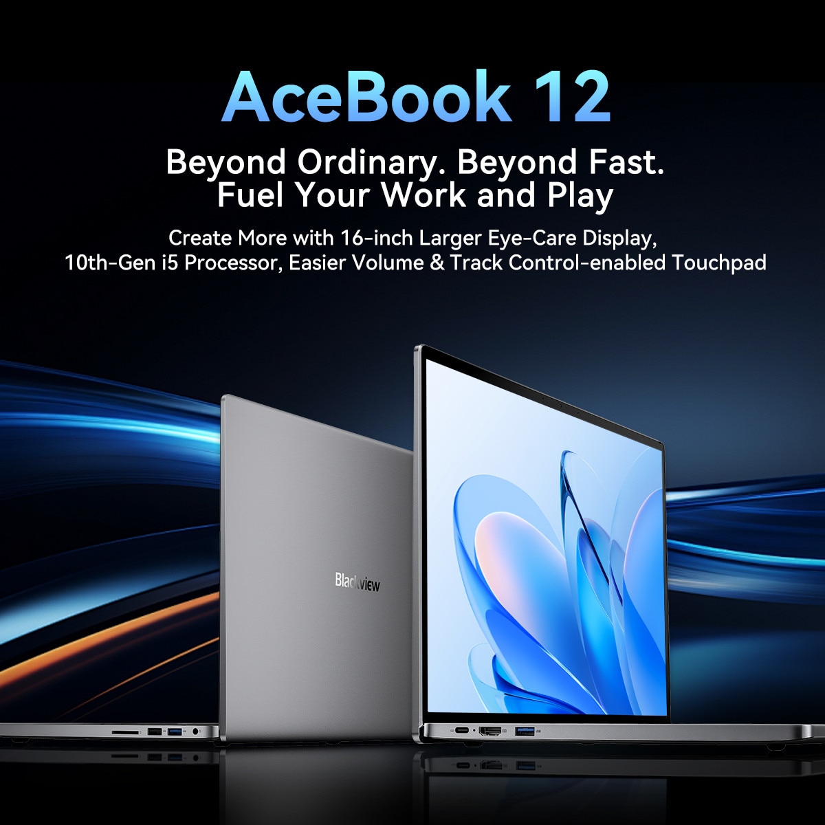 Laptop Blackview AceBook 12, 16" FHD+ 1920x1200 LCD, Win11 Pro, 8 cores12 threads, Intel® i5-12450H, 2*SODIMM LPDDR4, WIFI 6, (8GB + 8GB dual channel), 512 GB, Real-time Clock, 1.8 kg, Gri