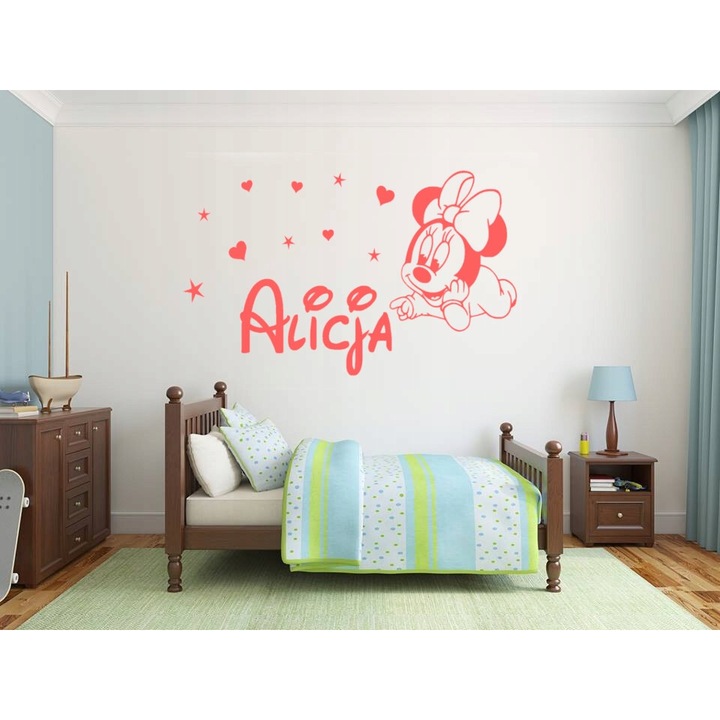 Autocolant Minnie Mouse OEM, Nume Copil, 112875670