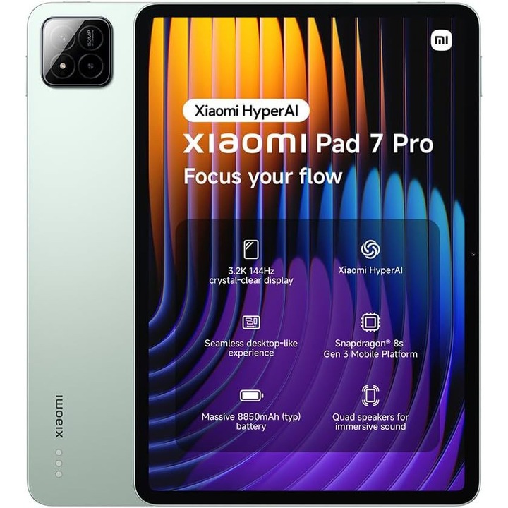 Таблет Xiaomi Pad 7 Pro, 11"2", HyperAI, 12GB RAM, 512GB, зелен