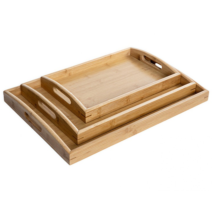 Set 3 tavi din bambus, WORDLD RAIN, natural