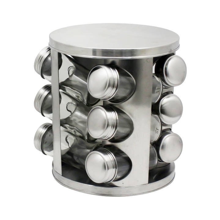 Suport borcane condimente, Zephyr, Inox, 22x19 cm, Argintiu