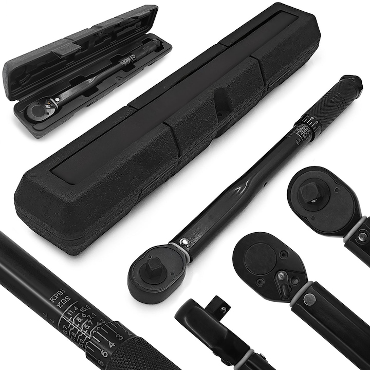 Cheie dinamometrica cu clichet si eliberare rapida 3/8" 7-112 Nm cu dispozitiv de blocare + cutie