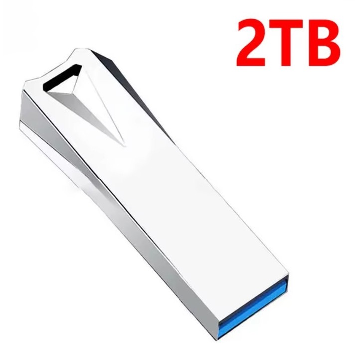 Стик 2TB/2000GB, USB 3.2, метален, сив + USB тип C адаптер