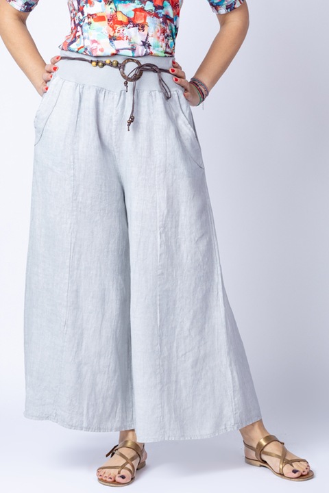 Lezser bézs vászon nadrágszoknya díszes övvel, Bézs, One Size