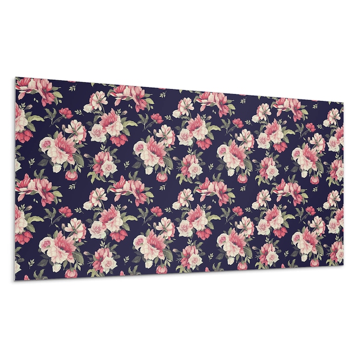 Panou vinil decorativ, Wallfluent, Model floral pe fundal, Roz, 100x50, 010310540010000027648