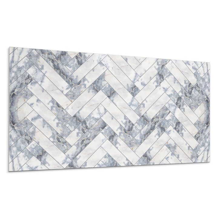 Öntapadó dekoratív panel, Wallfluent, Halszálkás márvány minta, Fehér, 120x60 cm, 010310540040000057055