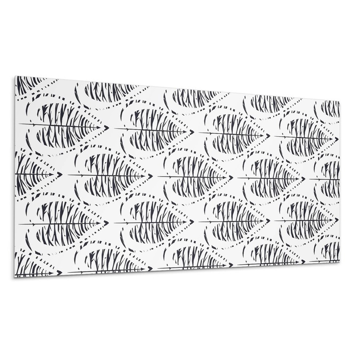 Panou vinil decorativ, Wallfluent, Model de frunze in ritm, Negru, 10x40x20, 010310540020000033472